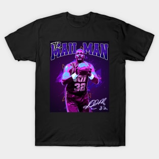 Karl Malone The Mail Man Basketball Legend Signature Vintage Retro 80s 90s Bootleg Rap Style T-Shirt